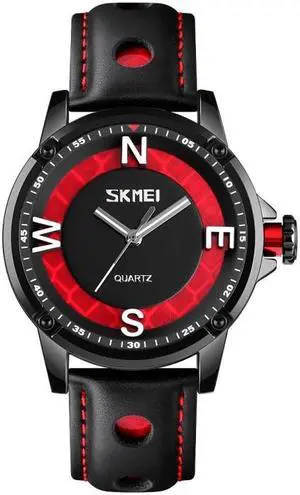 SKMEI 9211 Fashion Sports Stereo Dial Luminous Pointer Creative Watch Business Trend Men Quartz Watch (Red)