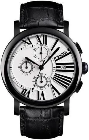 SKMEI 9196 Men Calendar Timing Roman Numeral Dial Quartz Watch (Black)