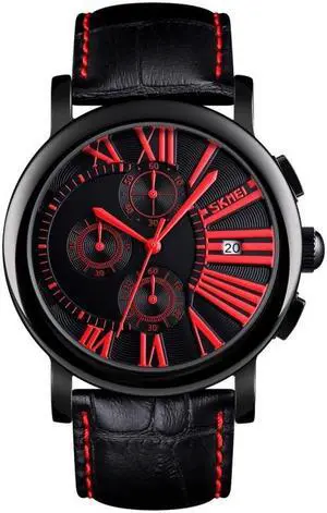 SKMEI 9196 Men Calendar Timing Roman Numeral Dial Quartz Watch (Red)