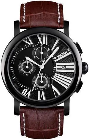 SKMEI 9196 Men Calendar Timing Roman Numeral Dial Quartz Watch (Brown)