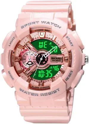 SKMEI 1688 LED Dual Time Digital Display + Pointer Luminous Sports Electronic Watch (Pink)