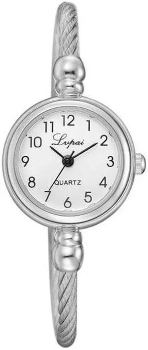 Lvpai Ladies Retro Round Large Dial Alloy Twisted Thin Chain Watch (P432White)