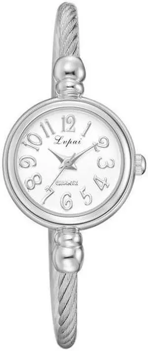 Lvpai Ladies Retro Round Large Dial Alloy Twisted Thin Chain Watch (P433Silver)