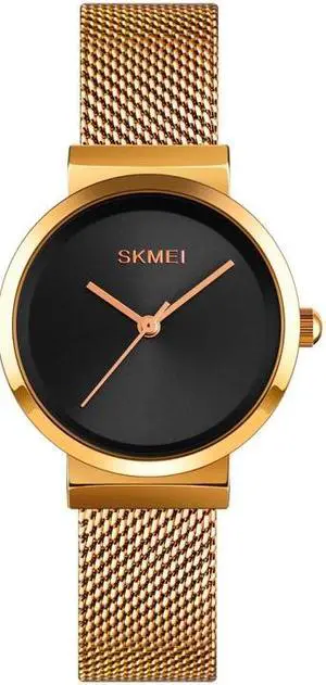 Skmei 1595 Fashion Elegant Scale Free Steel Mesh Belt Women's Watch Waterproof Business Student Quartz Watch Female (Gold)