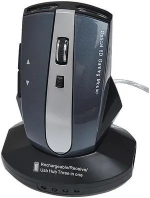 M-011G 2.4GHz 6 Keys Wireless Charging Mouse Office Game Mouse (Black + Royal Blue)