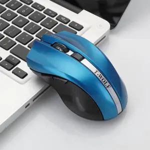 T-WOLF Q5 2.4GHz 5-Buttons 2000 DPI Wireless Mouse Silent And Non-Light Gaming Office Mouse For Computer PC Laptop ( Blue ) Black