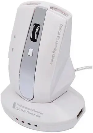 M-011G 2.4GHz 6 Keys Wireless Charging Mouse Office Game Mouse (Pearl White)