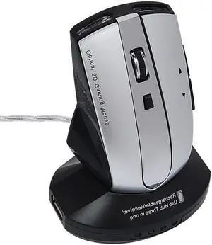 Gaming Mouse MZ-011 2.4GHz 1600DPI Wireless Rechargeable Optical Mouse with HUB Function (Black Silver)