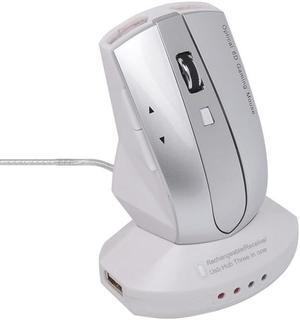 Gaming Mouse MZ-011 2.4GHz 1600DPI Wireless Rechargeable Optical Mouse with HUB Function (Silver)