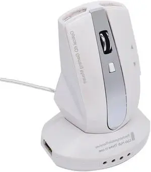 Gaming Mouse MZ-011 2.4GHz 1600DPI Wireless Rechargeable Optical Mouse with HUB Function (Pearl White)