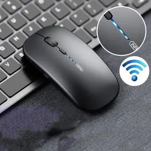 Inphic PM1 Office Mute Wireless Laptop Mouse, Style:Battery Display Battery Display (Metallic Gray)