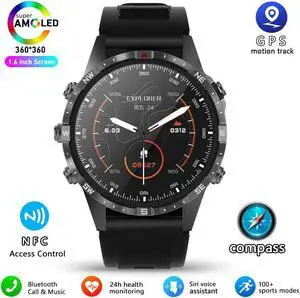 Business Smart Watch Men Compass 1.6"HD Screen Titanium case NFC Smartwatch Man Bluetooth Call 100+Sports Modes Rugged Watch+