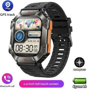 GPS Military Outdoor Smart Watch 2.0 inch 650 mAh Large Battery Watch GPS Motion Track Compass Bluetooth Call Smartwatch Men