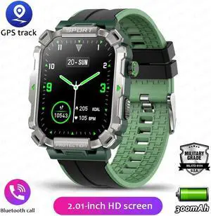 2024  Bluetooth Call Outdoor Sports Fitness Men's Smartwatch 2.01 HD Heart Rate Blood Oxygen Waterproof Men's Smart Watch