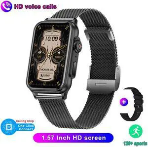 Smartwatch Men Women 1.57Inch HD Screen Health Monitoring Fitness Tracker Voice Assistant Bluetooth Call Sports Smart Watch
