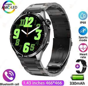 Bluetooth Call Men Smart Watch Men AMOLED HD Screen  GPS Sport Fitness Watches 1.43 inch With Compass IP68 Waterproof Smartwatch