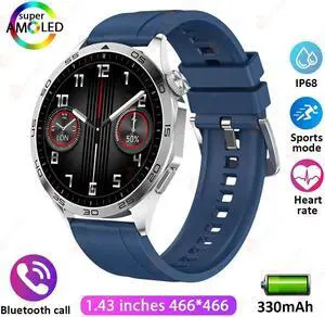 Bluetooth Call Men Smart Watch Men AMOLED HD Screen  GPS Sport Fitness Watches 1.43 inch With Compass IP68 Waterproof Smartwatch