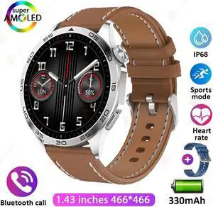 Bluetooth Call Men Smart Watch Men AMOLED HD Screen  GPS Sport Fitness Watches 1.43 inch With Compass IP68 Waterproof Smartwatch