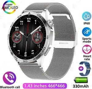 Bluetooth Call Men Smart Watch Men AMOLED HD Screen  GPS Sport Fitness Watches 1.43 inch With Compass IP68 Waterproof Smartwatch