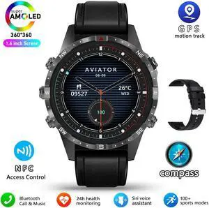 Business Smart Watch Men Compass 1.6"HD Screen Titanium case NFC Smartwatch Man Bluetooth Call 100+Sports Modes Rugged Watch+