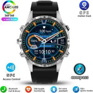Business Smart Watch Men Compass 1.6"HD Screen Titanium case NFC Smartwatch Man Bluetooth Call 100+Sports Modes Rugged Watch+