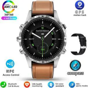 Business Smart Watch Men Compass 1.6"HD Screen Titanium case NFC Smartwatch Man Bluetooth Call 100+Sports Modes Rugged Watch+