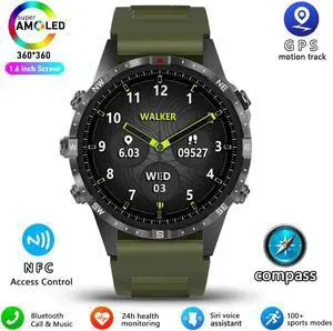 Business Smart Watch Men Compass 1.6"HD Screen Titanium case NFC Smartwatch Man Bluetooth Call 100+Sports Modes Rugged Watch+