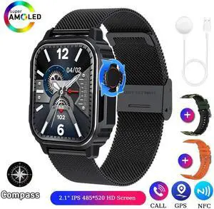 Military Outdoor Smart Watch Men Women AMOLED Screen Compass Siri Voice NFC GPS Sports Track Bluetooth Call Smartwatch