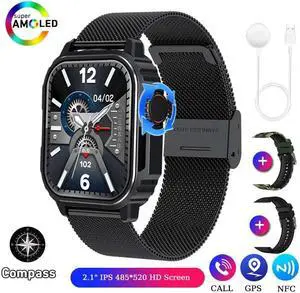 Military Outdoor Smart Watch Men Women AMOLED Screen Compass Siri Voice NFC GPS Sports Track Bluetooth Call Smartwatch