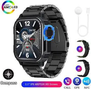 Military Outdoor Smart Watch Men Women AMOLED Screen Compass Siri Voice NFC GPS Sports Track Bluetooth Call Smartwatch