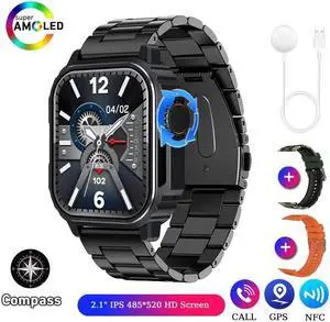 Military Outdoor Smart Watch Men Women AMOLED Screen Compass Siri Voice NFC GPS Sports Track Bluetooth Call Smartwatch