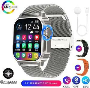 Military Outdoor Smart Watch Men Women AMOLED Screen Compass Siri Voice NFC GPS Sports Track Bluetooth Call Smartwatch