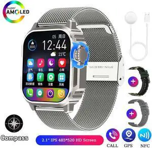 Military Outdoor Smart Watch Men Women AMOLED Screen Compass Siri Voice NFC GPS Sports Track Bluetooth Call Smartwatch