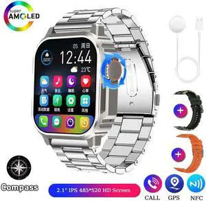 Military Outdoor Smart Watch Men Women AMOLED Screen Compass Siri Voice NFC GPS Sports Track Bluetooth Call Smartwatch
