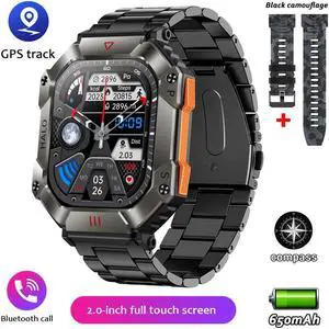 GPS Military Outdoor Smart Watch 2.0 inch 650 mAh Large Battery Watch GPS Motion Track Compass Bluetooth Call Smartwatch Men