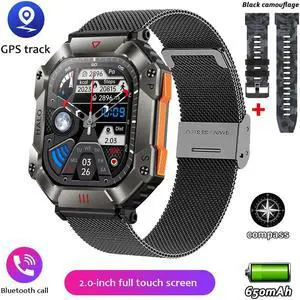 GPS Military Outdoor Smart Watch 2.0 inch 650 mAh Large Battery Watch GPS Motion Track Compass Bluetooth Call Smartwatch Men