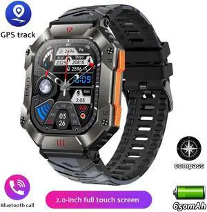 GPS Military Outdoor Smart Watch 2.0 inch 650 mAh Large Battery Watch GPS Motion Track Compass Bluetooth Call Smartwatch Men