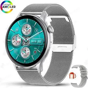 Ladies Smartwatch 466*466 AMOLED Screen Moment Display Time Bluetooth Call Watches NFC Men IP68 Heart Rate Smart Watch sport