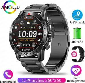 Men's Outdoor Military Sports Fitness Bluetooth Call Smartwatch IP67 Waterproof Voice Assistant Health Monitoring Smart Watch