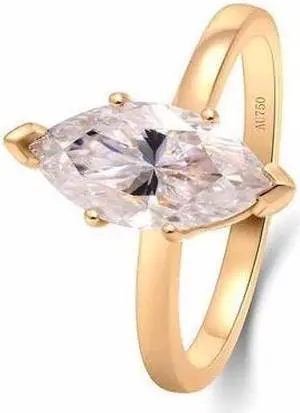 3 Carat Horse Eye Moissanite Engagement Ring in 18K Gold - D Color, VVS1 Clarity 6