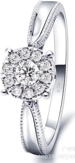 18K Gold Halo Ring with 1 Carat Main Diamond and 0.1 Carat Accented Diamonds, D Color, VVS1 Clarity, Round Cut