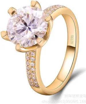 allentian Women's 18K Gold Moissanite Engagement Ring 1 Carat Six-Prong  D Color VVS1 Round Cut 6.5