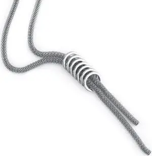 Cascading Circles Silver-tone Stainless Steel Mesh 18 inch Necklace