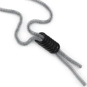 Cascading Circles Black and Silver Dual Tone Stainless Steel Mesh 24 inch Necklace