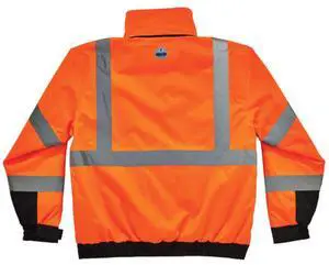 Ergodyne 25584 GloWear 8381 Class 3 Hi-Vis 4-in-1 Quilted Bomber Jacket - Orange - Large