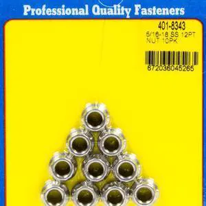 ARP 401-8343 0.31 in.-18 12 Point Stainless Steel Nuts Pack of 10