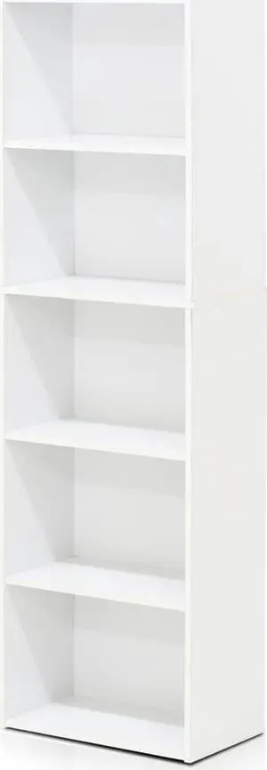Furinno 5-Tier Reversible Color Open Shelf Bookcase , White