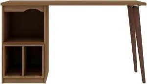 Hampton 53.54 Home Office Desk with 3 Cubby Spaces and Solid Wood Legs in Maple Cream