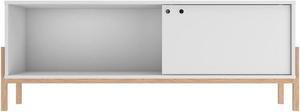 Bowery 55.12 TV Stand with 2 Shelves in White and Oak