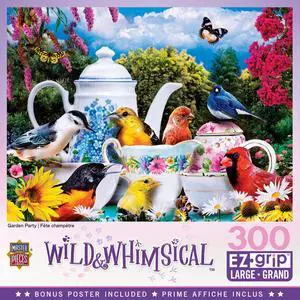 masterpieces wild & whimsical puzzles collection - garden party 300 piece ez grip jigsaw puzzle